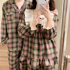 박샬라 체크무늬 순면 커플룩 파자마 G8371