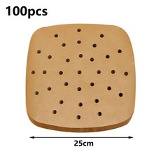 100Pcs 에어 프라이어 종이 베이킹 주방 음식에 대 한 특별 오일 방지 양면 실리콘 비 스틱 기선 패드 매트 213653, square 25CM 1