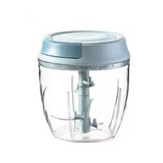 銀角百貨 手拉切菜器 切蒜器 手拉切碎器 莫蘭迪配色 蒜泥器 搗蒜器 切肉器 碎菜器 絞肉機, 藍色, 1個