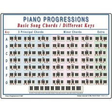 피아노 프로그레션스 8.5인치 x 11인치 적층 코드 차트 및 기타를 위한 음악 이론