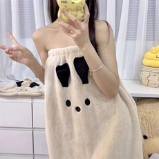 卡通珊瑚絨刺繡浴裙套裝：學生可穿可裹吸水柔軟浴袍、幹髮帽、髮帶組合，多款顏色可選，居家必備, 帕恰狗浴裙, 1個