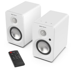 BESTISAN 블루투스 책장 스피커 30W X 2 전원 TV 스피커 7.6cm(3인치) 우퍼 ARC/AUX/Type-C/블루투스 5.4/서브 우퍼 라인 아웃이 있는 턴테, BESTISAN 블루투스 책장 스피커, 30W X 2