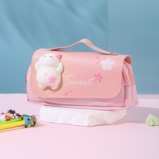 투니스 심플 집업 펜 파우치, 프리사이즈, 핑크 프린팅