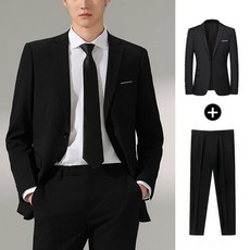 해피유통 남성 클래식 비즈니스 정장 세트 슬림 핏 신사 정장 swn