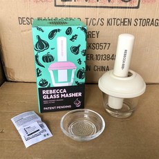 REBECCA 玻璃手動搗蒜器 300ml 研磨器 輔食搗泥碗, 主圖款, 1個