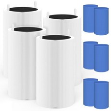 XBWW Blueair Blue Pure 411 411+ Auto & Mini Air Purifi-er와 호환되는 교체 필터 2팩 외부 천 프리, 411 4 HEPA+6 Pre-filter