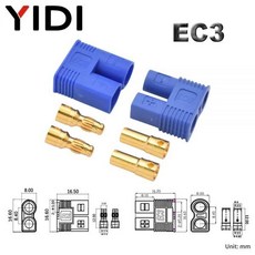 T 플러그 불릿 바나나 리포 배터리 커넥터 터미널 소켓 남성 여성 DIY RC 비행기 항공기 EC2 EC3 EC5 EC8 5/10 세트, [02] 10 Sets, [02]EC3, 1개