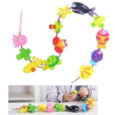 바다동물 원목실꿰기 소근육교구 실꿰기 협응력 어린이집 놀이 유치원