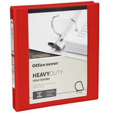 Office Depot Brand Heavy Easy Open D링 뷰 바인더 2.5cm1인치 링 54% 재활용 레드 424116