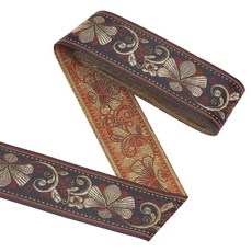 폴리에스터 코튼 블렌드 V넥 자카드 아트 애로우 스트랩 DIY 의류 수선 공예, 1개, 블랙 레트로 에스닉 플라워