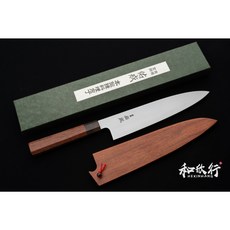 和欣行 現貨 佑成 粉末鋼 SG2 三合鋼 和牛刀 平價 花梨木 套組, 1個, 240mm單刀送絨布刀套