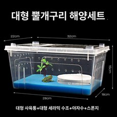 아크릴 사육장 양서류 사육 게코 팩맨 거북이 투명 용품 피그미다람쥐 오픈형 집 대형 세트, 1개, 대형개구리해양경관세트