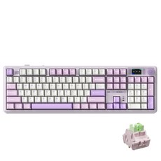 LINGBAO 저소음 풀배열 멤브레인 블루투스 5.0 무선 키보드, 풀배열 108키, Purple White