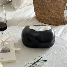 紙巾盒 客廳輕奢高檔家用創意陶瓷抽紙盒家居裝飾擺件, 1個, 黑色（19.5*15.2）