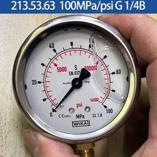 wika威卡壓力錶 德國進口軸嚮徑嚮液壓錶 耐震不銹鋼測壓錶 EN837-1 水壓錶 氣壓錶, 100MPa/14500psi, 1個