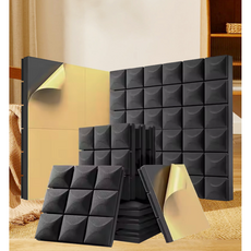 홈앤힐링 접착식 방음스펀지 방음재 고급형 55T 30x30cm, 12개, 마운틴 블랙