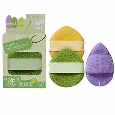 XUNFUJI 卸妝洗臉撲 水滴形 潔面撲, 1個, 組合(紙盒裝)