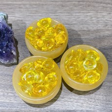 黃玉杯琉璃元寶擺件 迷你桌面裝飾, 3入一組 含元寶