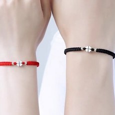 붓다베스트 행운 가득 네잎클로버 커플 매듭 팔찌 2종 세트