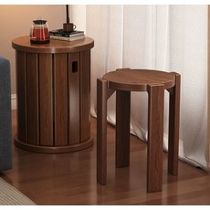 Forty 원목 스태킹 스툴 원형 접이식 의자 분리형 접이식스툴 보조의자 접이식의자 원목스툴 수납의자 바퀴의자, 1개, 배송 난대나무 재질 호두색 4-in-1