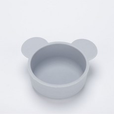 兒童硅膠卡通碗 食品級硅膠寶寶輔食碗 防摔隔熱兒童餐具, 1個, 小熊兒童單碗-藍灰:1個
