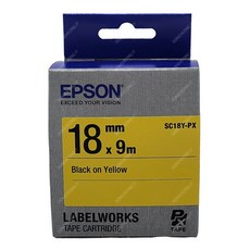 LW-K200BK 노랑 바탕 검정 글씨 엡손 라벨 정품 18mm, 1개, 기본
