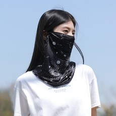 冰絲掛耳式面罩騎行自行車防曬遮陽運動護頸透氣脖套男女圍脖夏季【太陽花黑】面罩默認顏色