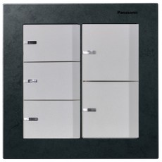 Panasonic 國際 埋入式螢光開關 五開 單切 陶瓷白 鋁合金蓋板 髮絲面, 1個, 直式 WTGF6102B黑色+開關