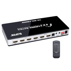 BLUPOW 4K30Hz HDMI + HDMI VA92N 매트릭스 셀렉터 4입력 2출력 음성 분리(광