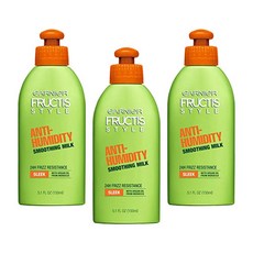가르니에 프럭티스 스타일 슬릭 & 샤인 습기 방지 스무딩 밀크 아르간 오일, 3개, 150ml