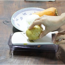 SHIMOMURA 下村工業 切片刀4件套白菜萬能切片機洋蔥切片土豆刨絲器蘿蔔胡蘿蔔切片, 白色的