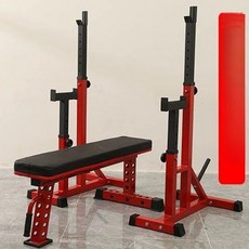 바벨거치대 스쿼트랙 역기거치대 벤치프레스 봉 운동 바벨 프레스 홈짐 역기 역도 거치대, 빨강 분리형두꺼운 빨강 평벤치