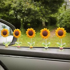 차장식 귀여운 해바라기 미니 자동차 대시보드 장식 소품, 본상품