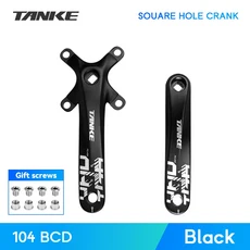 TANKE 자전거 크랭크 스퀘어 홀 스프로킷 104BCD 170mm 레드 블랙 크랭크 라운드 32/34/36/38/40/42/44T 좁, 04 Black Square hole, 1개