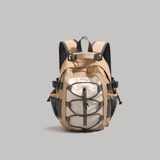 2025新款女士休閒學生雙肩包大容量書包運動揹包登山包短途旅行包, 卡其色小號