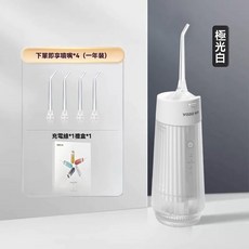 雅澳A8電動沖牙器洗牙器便攜家用洗牙器牙齒水牙線清潔禮物, 極光白套裝【內含4支噴嘴】