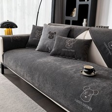 쇼파패드 카우치 인테리어 두꺼운 패브릭 소파매트, 1개, F. 폭력곰-진회색