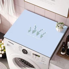 세탁기 건조기 상판 방지 인테리어 커버 논슬립 기스 1개 그린 체커보드, 50 x 80cm × 블루 블루밍 플라워 × 1개
