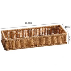 仿藤編收納筐 櫥櫃收納筐 桌上收納框 衣櫃收納 櫃子收納 收納框 收納筐 收納 收納籃 衣櫃收納籃 LPDD, U-淺咖色26.5*10*5CM, 1個