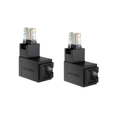 Strhowill RJ45 to RJ46 차폐 커플러 어댑터 2개 - CAT5E/CAT6/CAT8 호환 서버 패널 및 데이터 센터용 알루미늄 합금 커넥터 RJ45 to RJ4, 직각 RJ45 수-암 어댑터