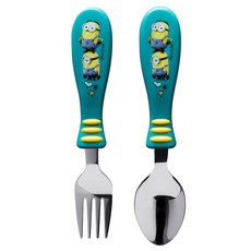 잭디자인 디즈니 이지 그립 플랫 웨어 유아스푼포크세트, Minions, 1개