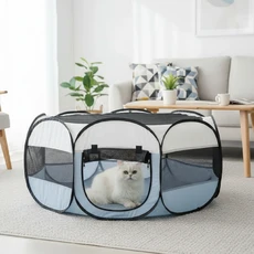 접이식 휴대용 소형 동물 놀이펜 (덮개 포함) 실내/실외용 새끼 닭 강아지 고양이 및 기타, 01 회색