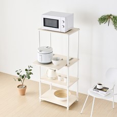 [색상리뉴얼행사중] 국내생산 튼튼한 조립식 시그니처 렌지대수납장 주방선반 밥솥다이, 6-1) 렌지대 4단(슬라이드형)-크림화이트