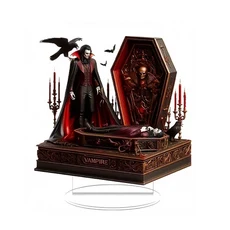 뉴문 및 타워 아크릴 장식 벨트 베이스 - 꽃 랜턴 디자인 데스크탑 홈 오피스 라마단 이드 선물 2D 평면, 01 빨간색