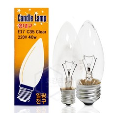 백열 촛대구 40W (220V) E14 / E17 / E26, 1개, 전구색(노란빛), 일광촛대구40W(E14)