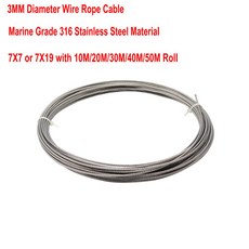 10M 20M 30M 40M 50M 해양 316 스테인레스 스틸 소프트 7X7 7X19 낚시 라인 워터 펌프 게양 와이어 로프 케이블, 01 3MM 7X19, 02 40 meters