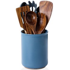 LoeJan 식기 홀더 엑스트라 라지 식기 그릇 안정적인 세라믹 식기 정리함 주방 카운터 농가 장식용 요리 도구 정리함 세트 블루