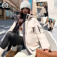 ANYOU 여성 패딩 겨울 롱패딩 빅사이즈 경량패딩 방한복 보온코트 캐주얼 컴포트코트