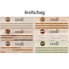 미스터 종이 줄자 컬렉션 시리즈 Washi 강력 접착 테이프 빈티지 스타일 뷰티 장식 DIY 핸드북 재료 일기 6 롤 216237, S25934-A