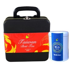 龍源茶品 梨山國際典藏手提鐵禮盒 高山烏龍茶葉禮盒 送禮推薦 梨山高冷茶葉, 2個, 茶葉30g, 燙金玫瑰紅色腰封
